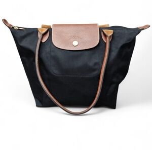 Longchamp Le Pliage Original Nylon Leather  Black Shoulder Tote Bag